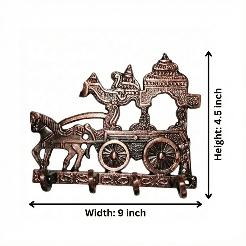 Horse Carriage 4 Hook Key Holder Decorative Wall Mount Key Rack
